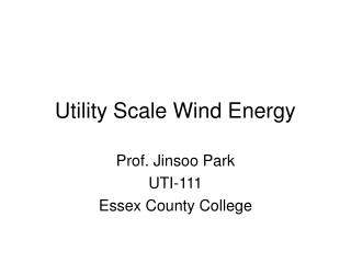 Utility Scale Wind Energy