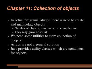 Chapter 11: Collection of objects
