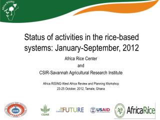 Status of activities in the rice-based systems: January-September, 2012