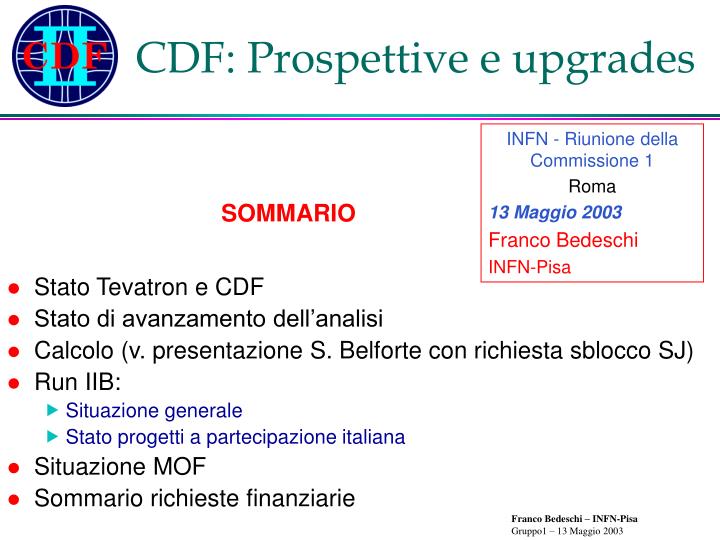 cdf prospettive e upgrades