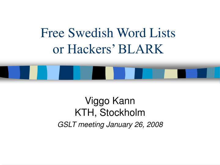 free swedish word lists or hackers blark