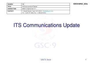 ITS Communications Update