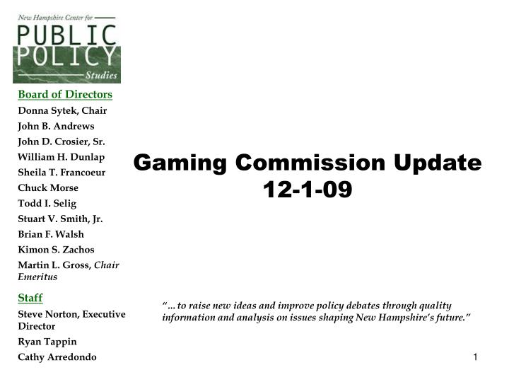 gaming commission update 12 1 09