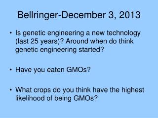 Bellringer-December 3, 2013