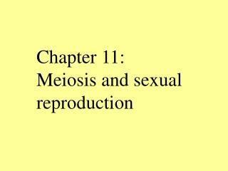 Chapter 11: Meiosis and sexual reproduction