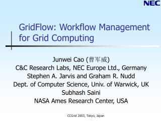 GridFlow: Workflow Management for Grid Computing