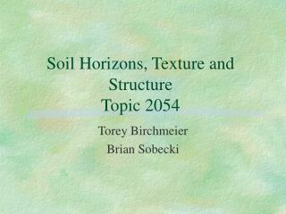 Soil Horizons, Texture and Structure Topic 2054