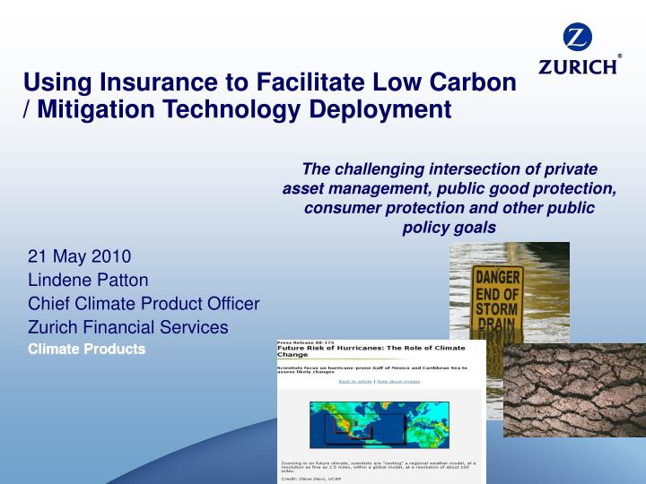 using insurance to facilitate low carbon mitigation technology deployment