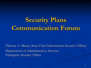 Security Plans Communication Forum