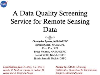 A Data Quality Screening Service for Remote Sensing Data