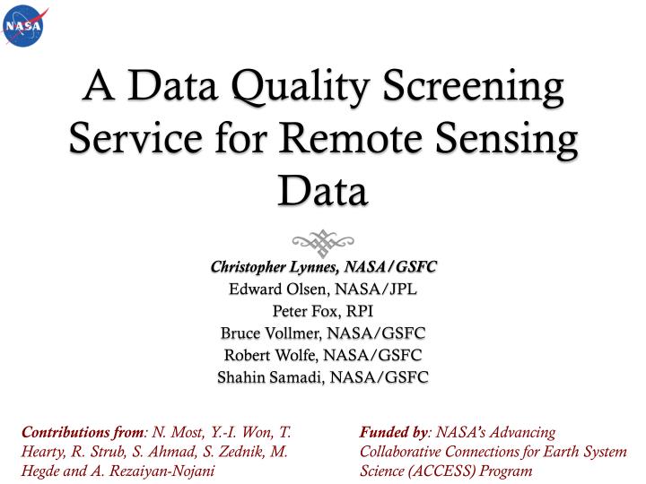 a data quality screening service for remote sensing data