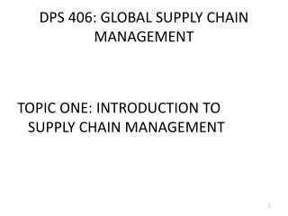 DPS 406: GLOBAL SUPPLY CHAIN MANAGEMENT