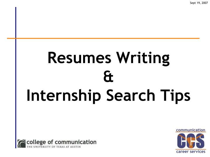 resumes writing internship search tips