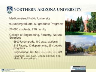 Medium-sized Public University 93 undergraduate, 50 graduate Programs 28,000 students, 720 faculty