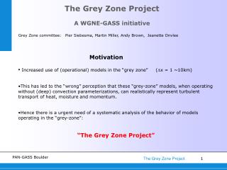 The Grey Zone Project A WGNE-GASS initiative