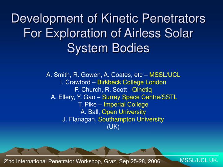 development of kinetic penetrators for exploration of airless solar system bodies