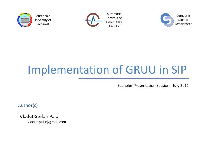implementation of gruu in sip