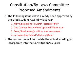 Constitution/By-Laws Committee Proposed Amendments