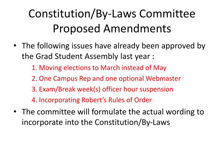 constitution by laws committee proposed amendments