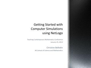 Getting Started with Computer Simulations using NetLogo