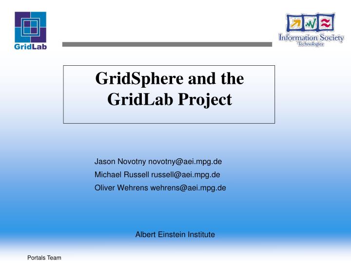 gridsphere and the gridlab project