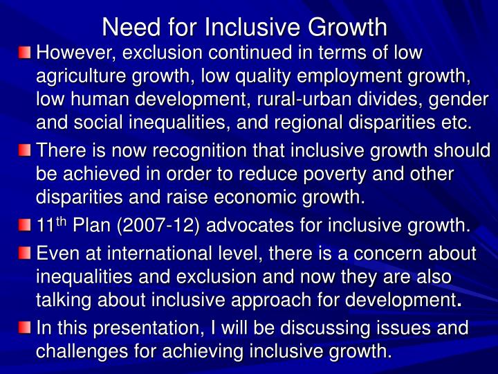 need for inclusive growth