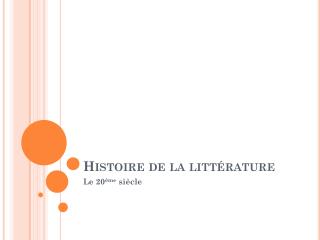 histoire de la litt rature
