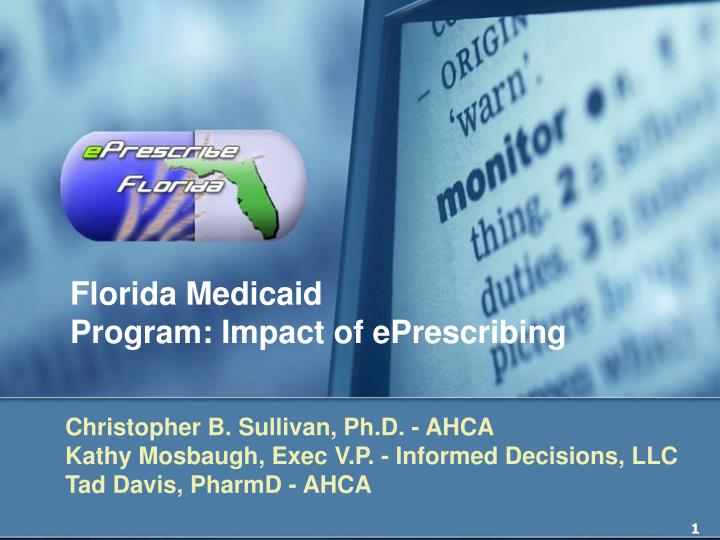 florida medicaid program impact of eprescribing
