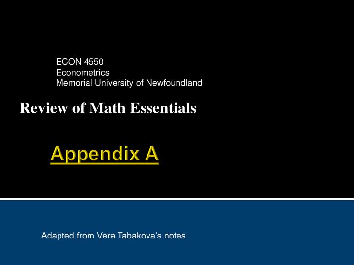 review of math essentials