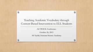 Teaching Academic Vocabulary through