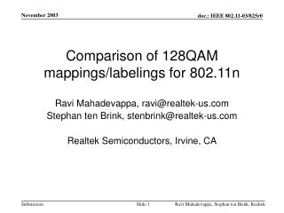 Comparison of 128QAM mappings/labelings for 802.11n