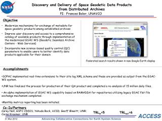 Discovery and Delivery of Space Geodetic Data Products from Distributed Archives