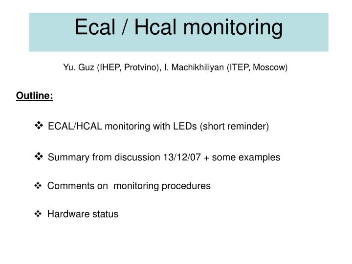 ecal hcal monitoring