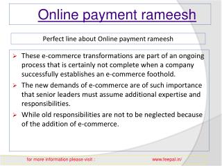 View about online payment Rameesh