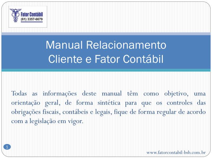 manual relacionamento cliente e fator cont bil