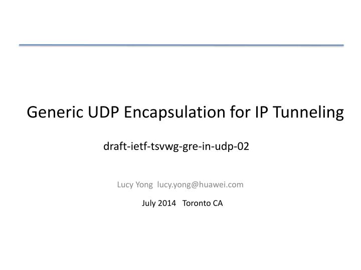 generic udp encapsulation for ip tunneling