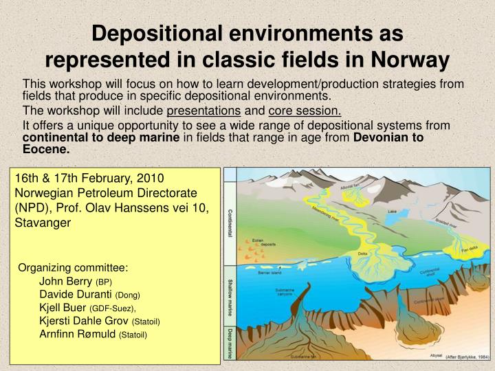 depositional environments as represented in classic fields in norway