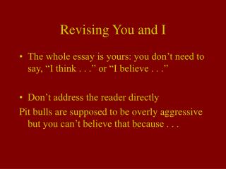 Revising You and I