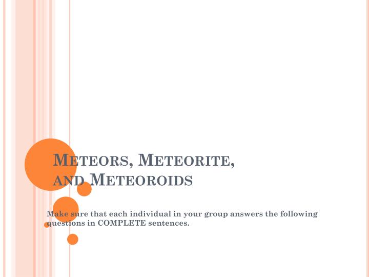 meteors meteorite and meteoroids