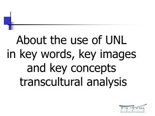About the use of UNL in key words, key images and key concepts transcultural analysis