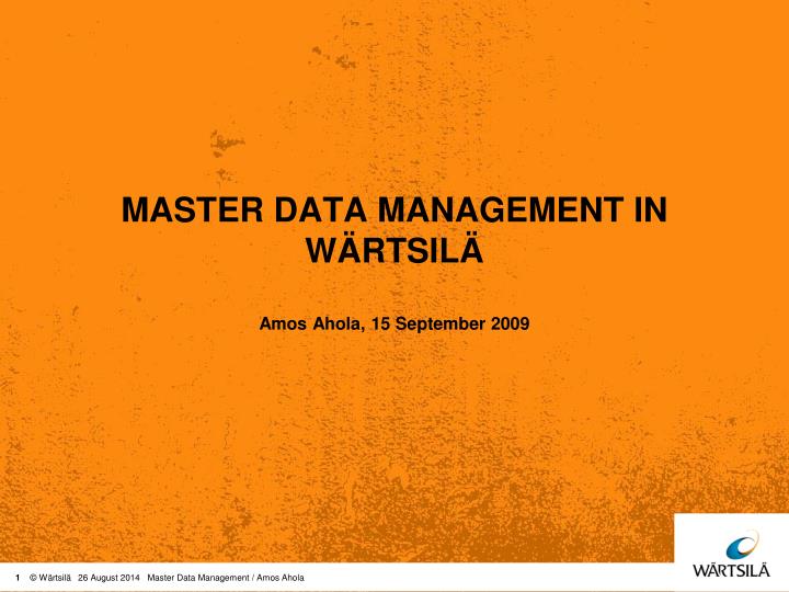 master data management in w rtsil