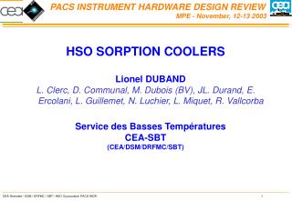 HSO SORPTION COOLERS Lionel DUBAND