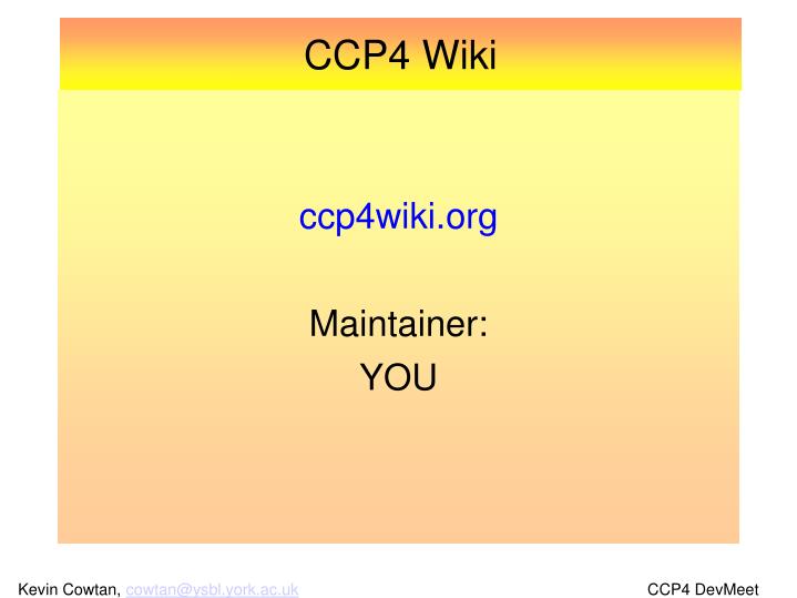 ccp4wiki org maintainer you