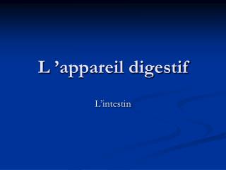 l appareil digestif