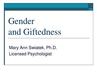 Gender and Giftedness