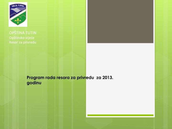 program rada resora za privredu za 2013 godinu