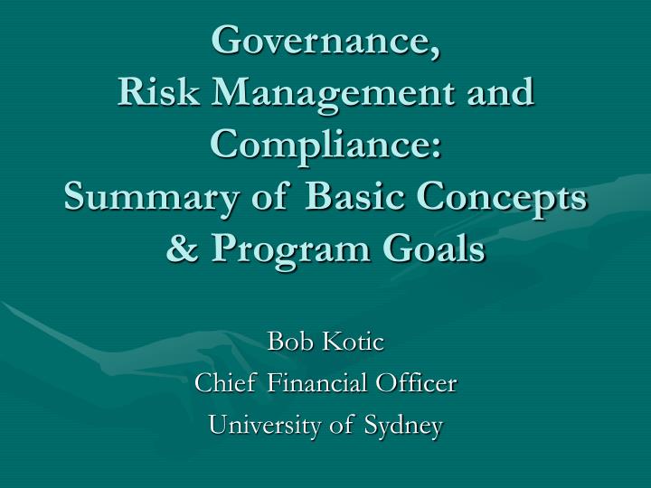 governance risk management and compliance summary of basic concepts program goals