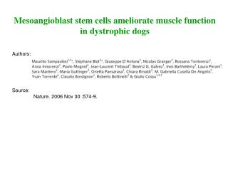 Mesoangioblast stem cells ameliorate muscle function in dystrophic dogs