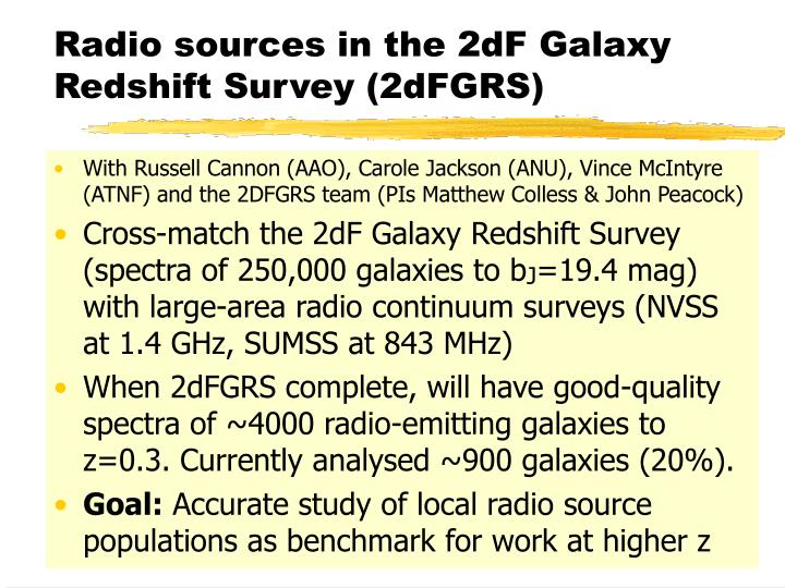 radio sources in the 2df galaxy redshift survey 2dfgrs