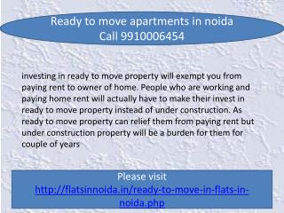 ready to move in apartments in noida 9910006454
